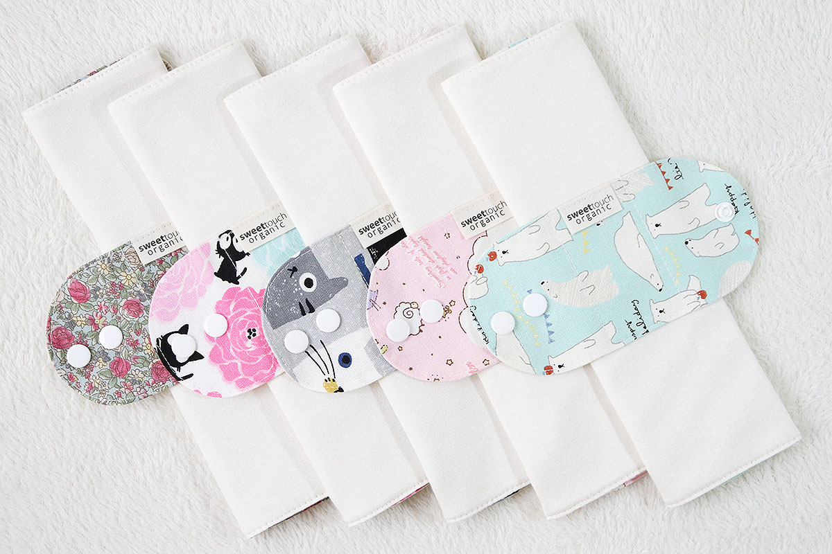 甜蜜接觸SweetTouch-摺疊型有機棉布衛生棉5件組